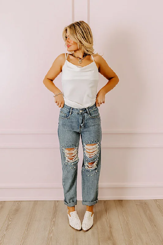 The Quinton High Waist Embellished Straight Leg Jean