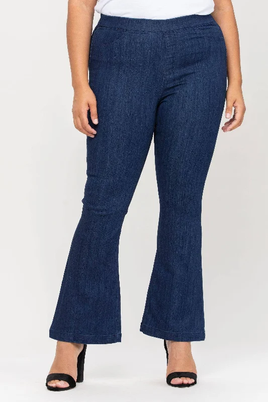 Pull On Dark Wash Plus Flare Jeans - 30”