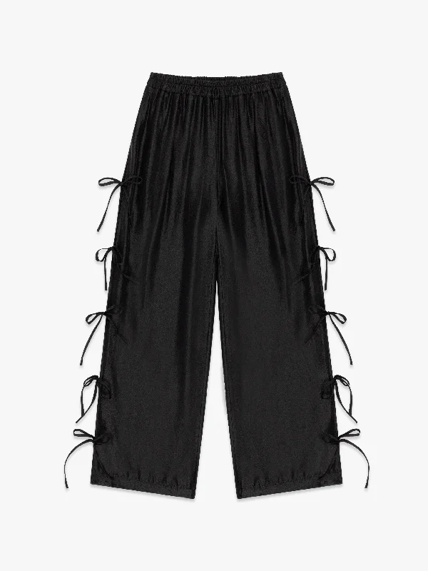 Evelyn Tie Pant - Black Organza