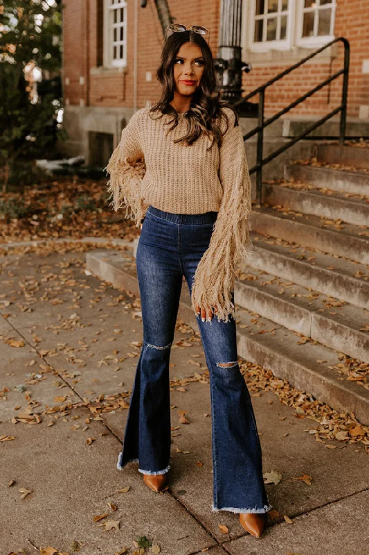 The Blakely High Waist Flares In Dark Wash