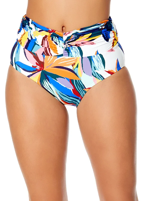 Women's Riviera Floral Shirred Waistband Bikini Swim Bottom