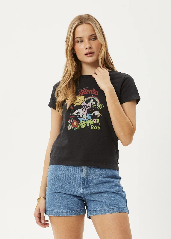 AFENDS Womens Greetings - Regular Tee - Stone Black