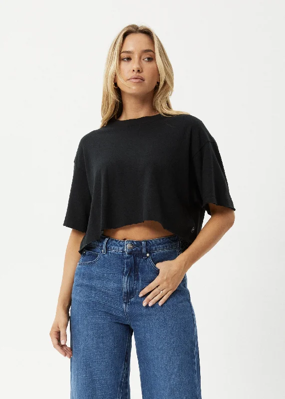 AFENDS Womens Slay Cropped - Oversized Tee - Black