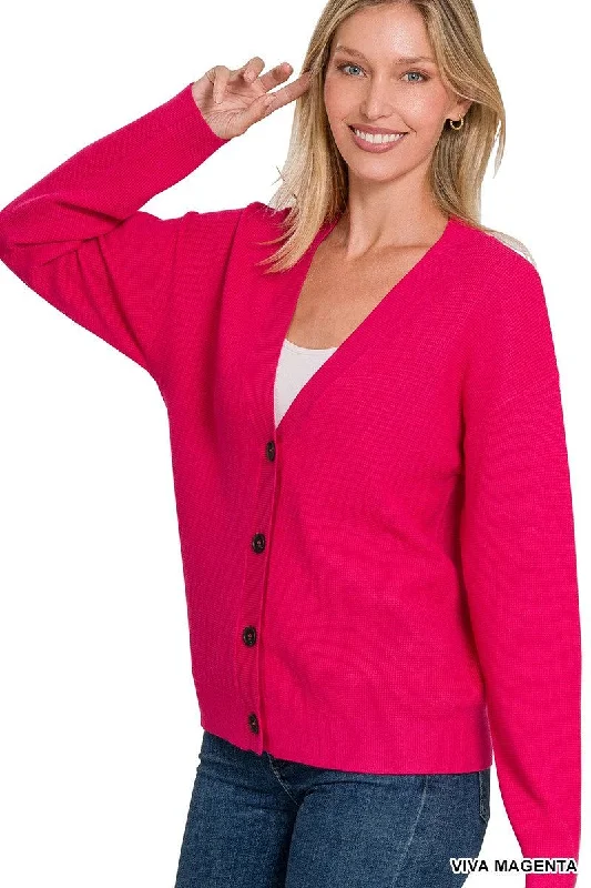 Zoey Viscose Sweater Cardigan Magenta