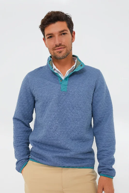 Blue Heather Plus Olive Corbet Reversible Pullover