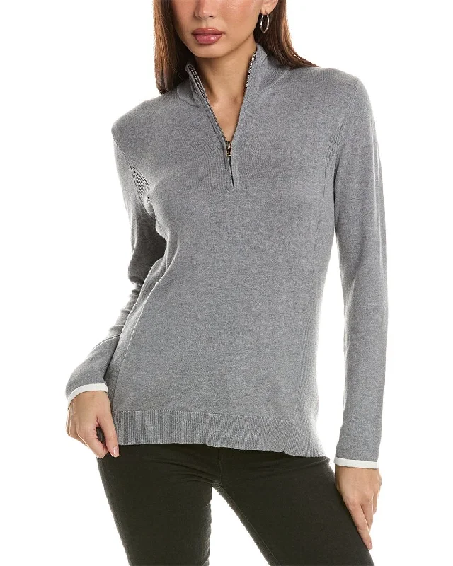 Hannah Rose Tee Time Cashmere-Blend 1/4-Zip Pullover