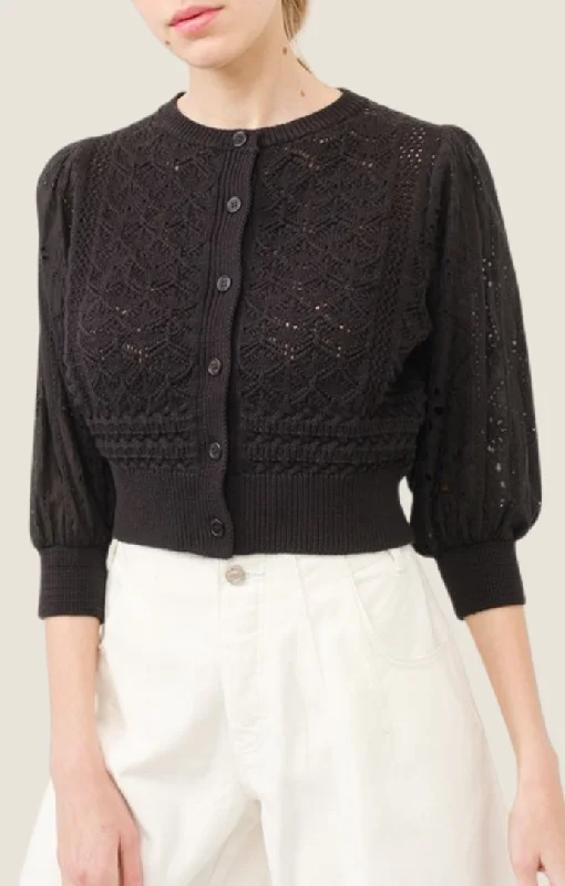 Ivy Black Embroidered Cardigan