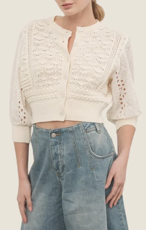 Ivy Cream Embroidered Cardigan