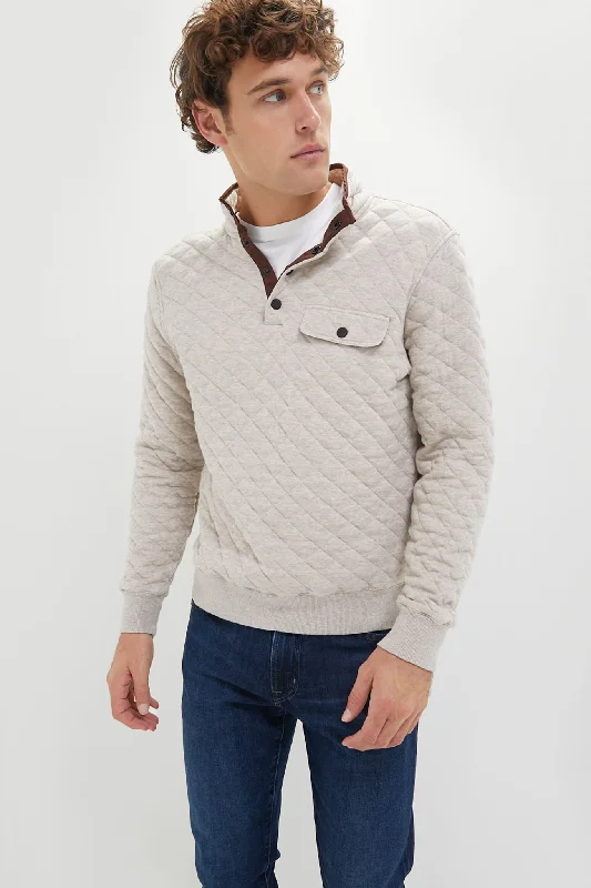 Oatmeal Melange Epic Quilted Fleece Pullover