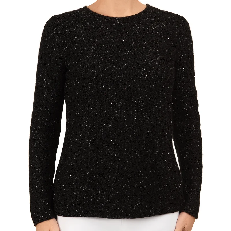 Sequin Cashmere & Wool Pullover in Black