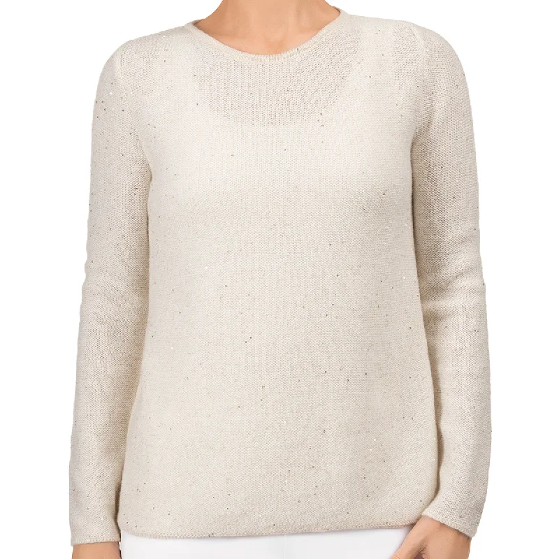 Sequin Cashmere & Wool Pullover in Cream