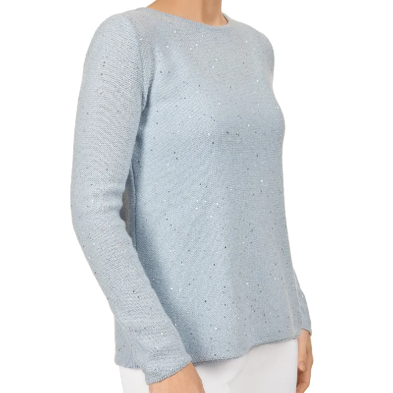 Sequin Cashmere & Wool Pullover in Pale Blue