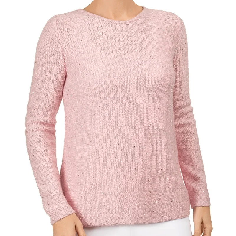 Sequin Cashmere & Wool Pullover in Pink