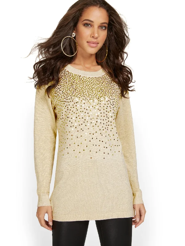 Sequin Tunic Pullover Sweater