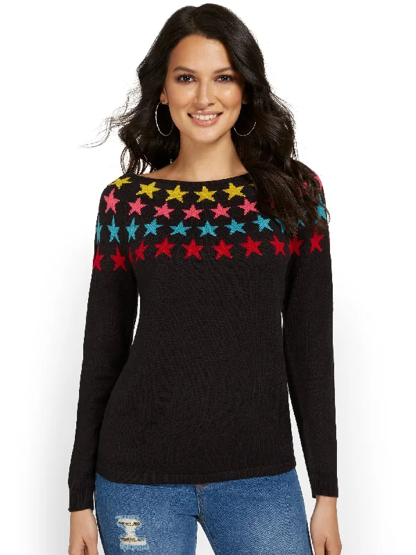 Star-Print Pullover Sweater