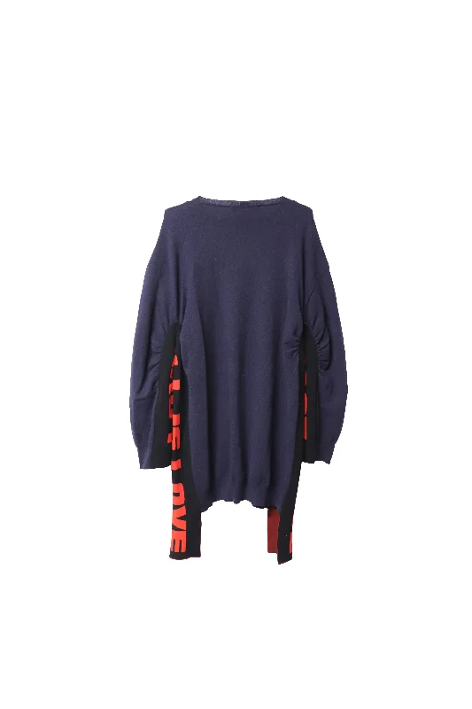 Stella McCartney All is Love Oversized Jumper in Navy Blue Wool