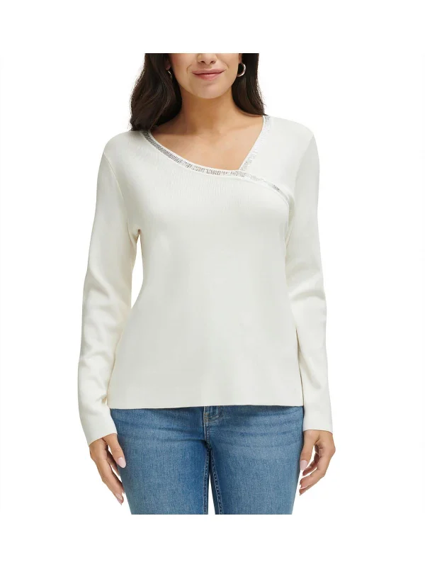 Womens Asymmetric Long Sleeve Pullover Sweater