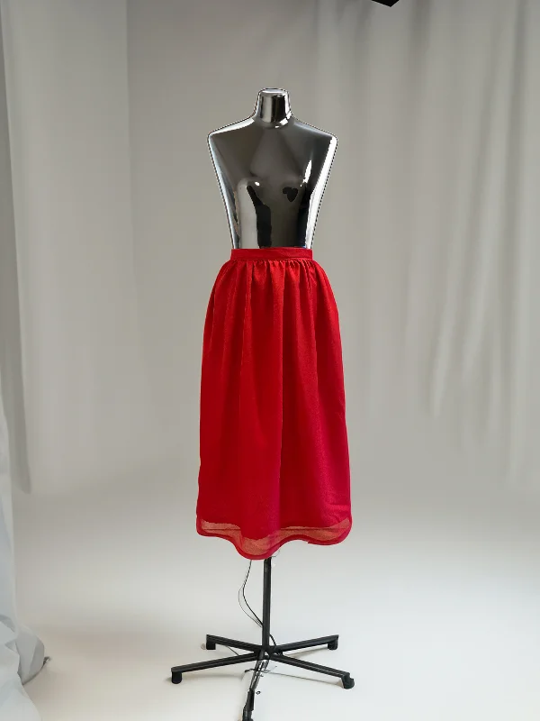 Chiffon Midi Skirt with Clasp Detail