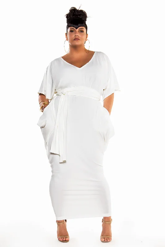 Classic Bat Sleeved Slouch Maxi Dress