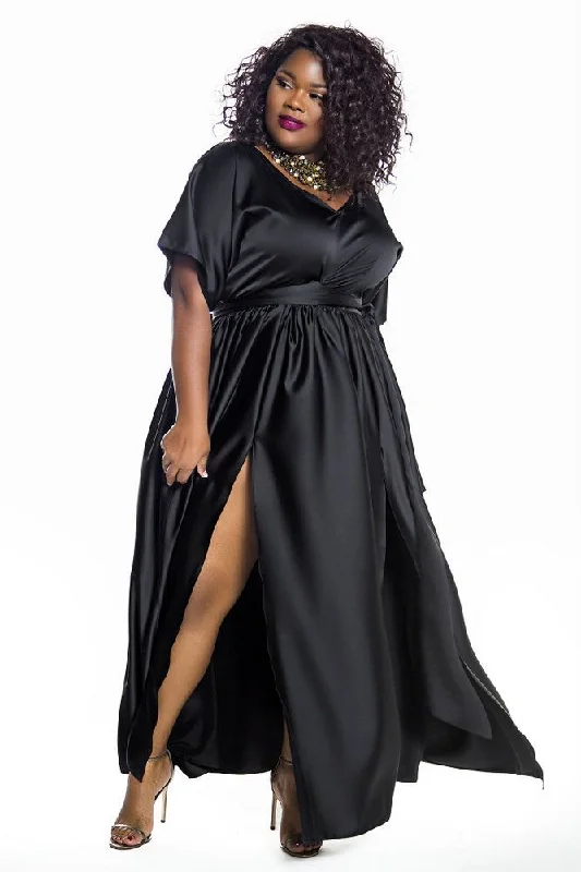 Black Bat Sleeved Maxi Dress- JIBRI