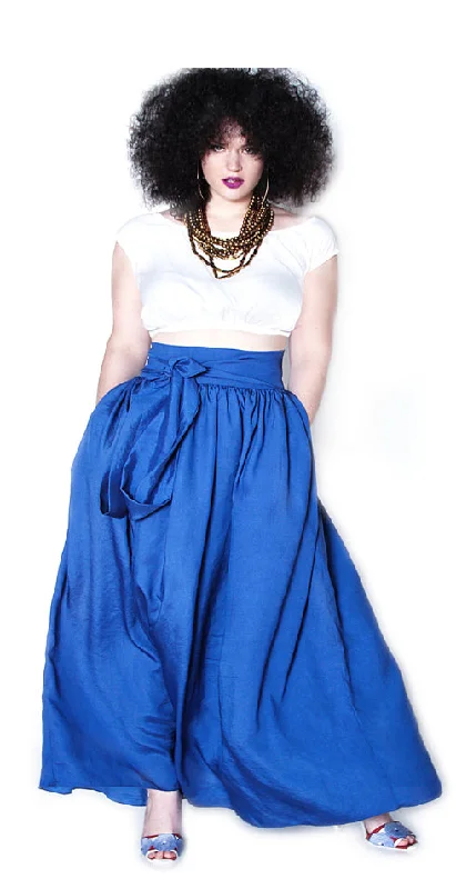 High Waist Belted Maxi Skirt- JIBRI