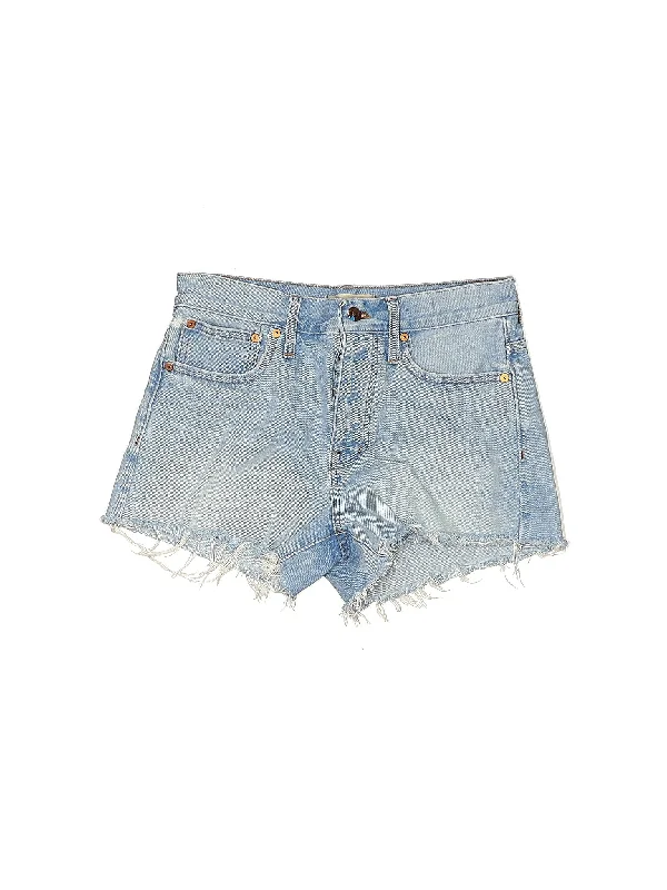 Mid-Rise Denim Shorts in Light Wash