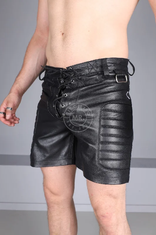 Black Leather Rugby Short