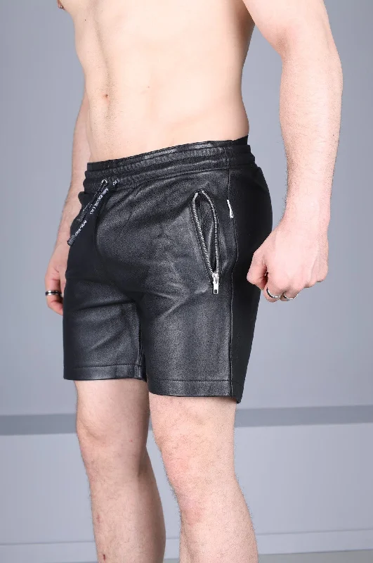 Black Leather Track Short