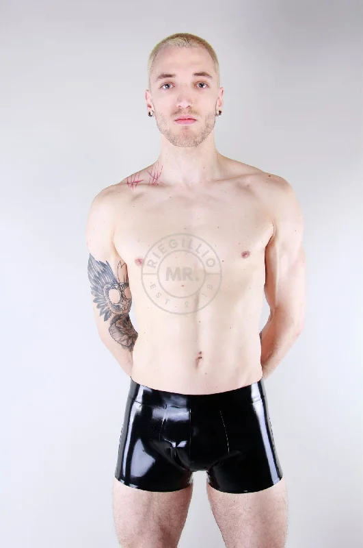 Black Rubber Cheeky Short - Open Ass