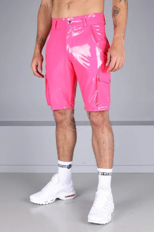 Heavy PVC Cargo Short - Neon Pink