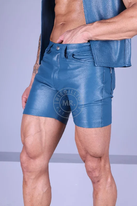 Leather 5 Pocket Short - Jeans Blue