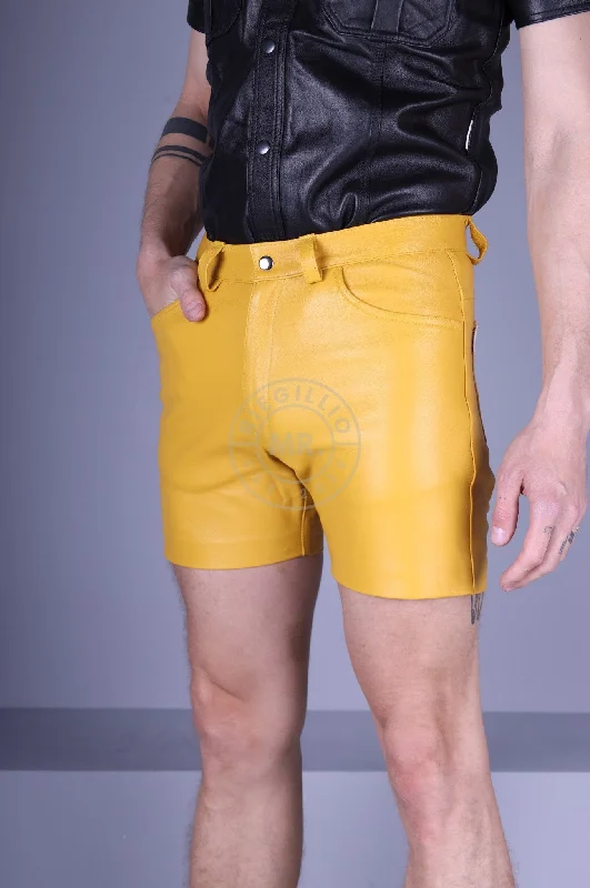 Leather 5 Pocket Short - Yellow