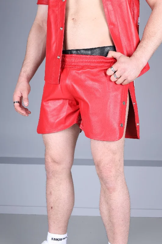 Red Leather Snap Short