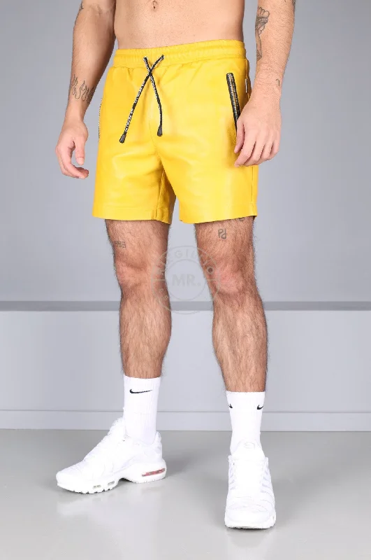 Yelllow Leather Track Short