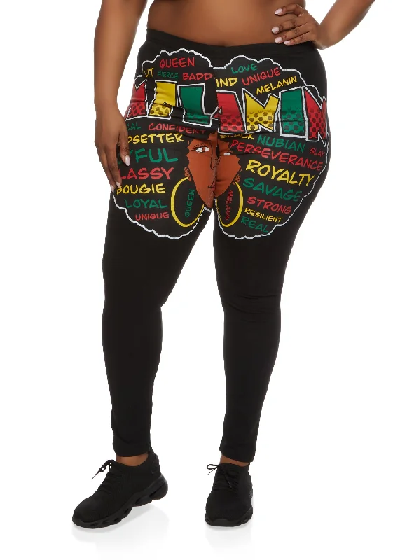 Plus Size Melanin Afro Graphic Leggings