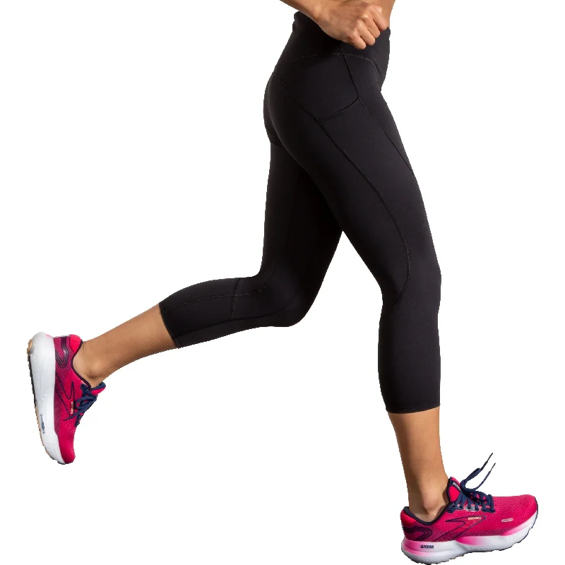 Brooks Spark Womens 3/4 Capri Running Tights - Black