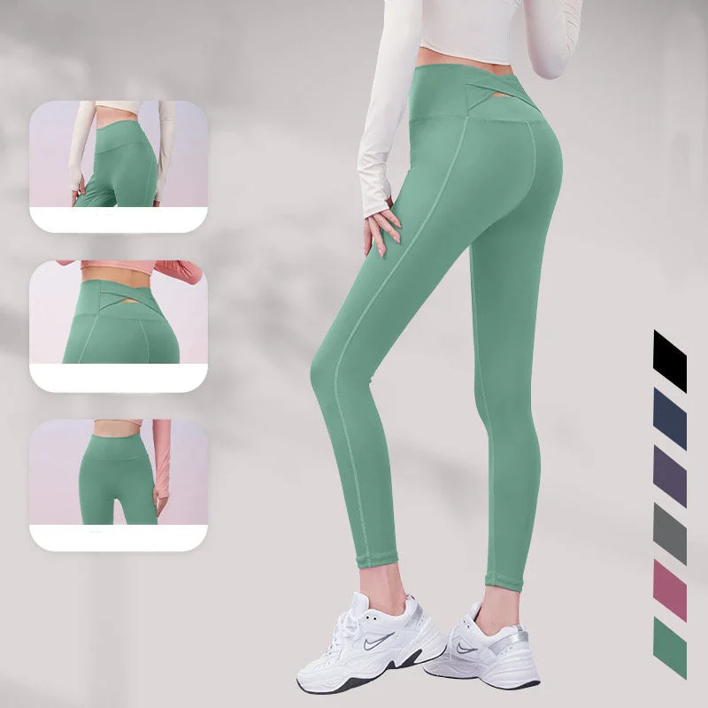 Mint Green Fitness Yoga Pants Tummy Control Leggings For Women