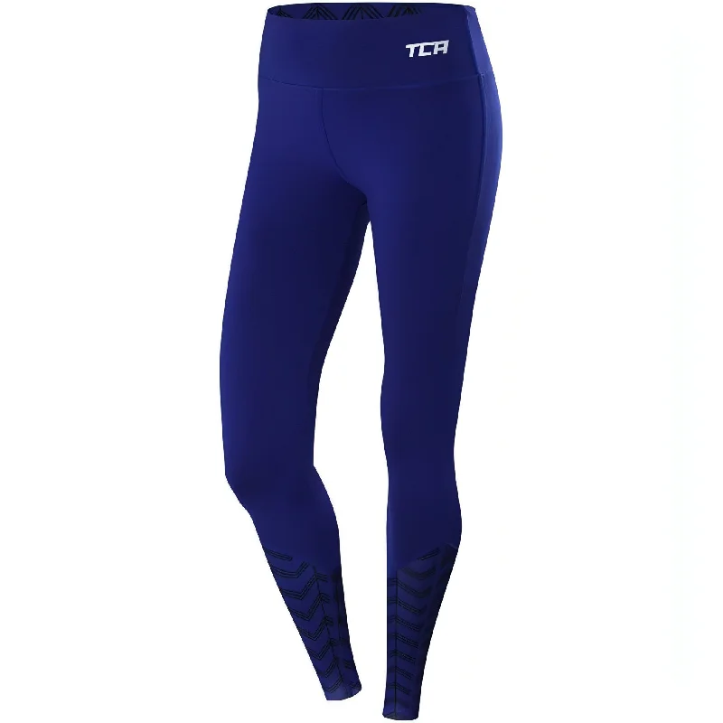 TCA Impulse Printed Womens Long Running Tights - Blue