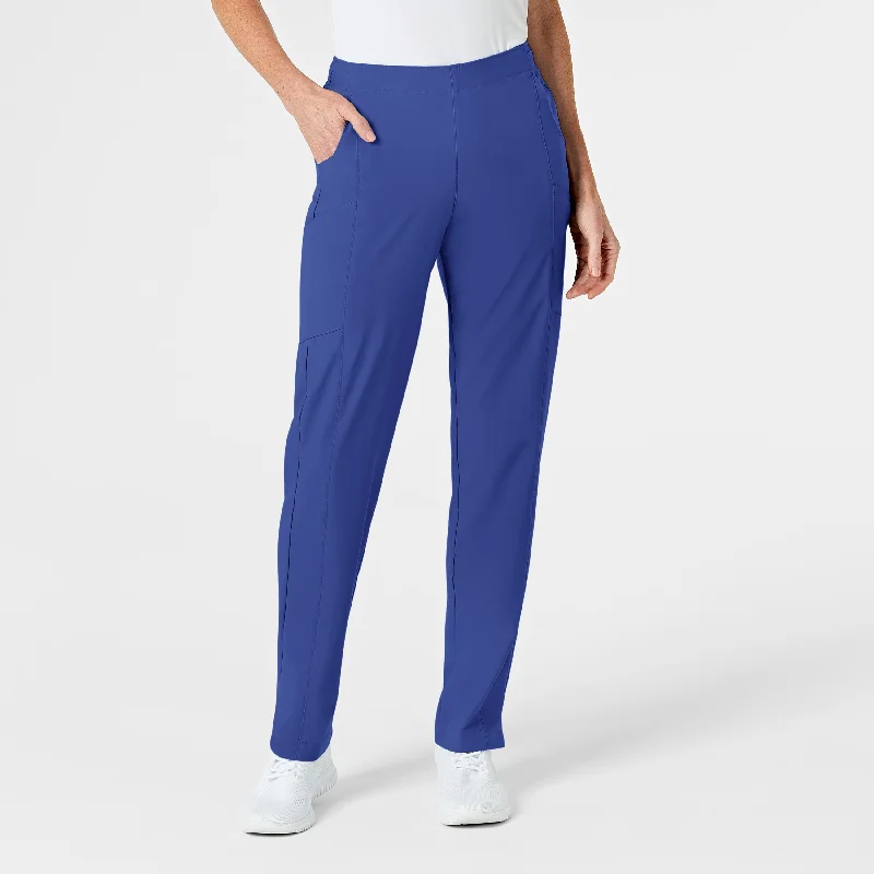 W123 Women's Flat Front Cargo Scrub Pant - Galaxy Blue