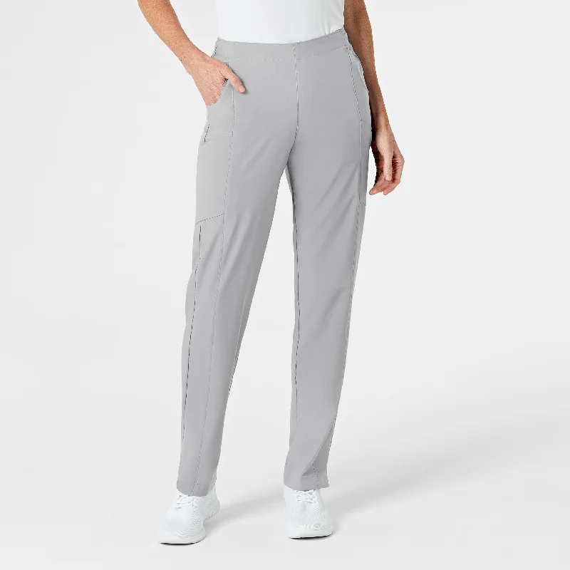 W123 Women's Flat Front Cargo Scrub Pant - Grey