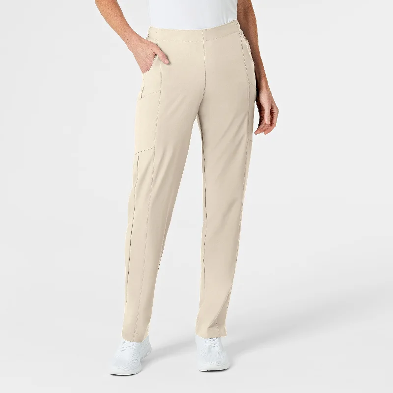 W123 Women's Flat Front Cargo Scrub Pant - Khaki