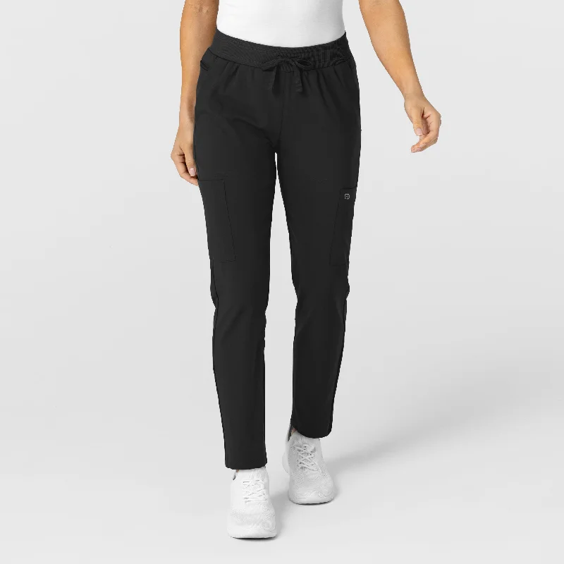 W123 Women's Flex-n-Reach Track Scrub Pant - Black